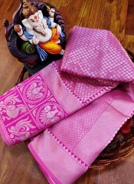 Dhruvi Designer Hub Pink Soft Silk Party Wear Sarees Catalog